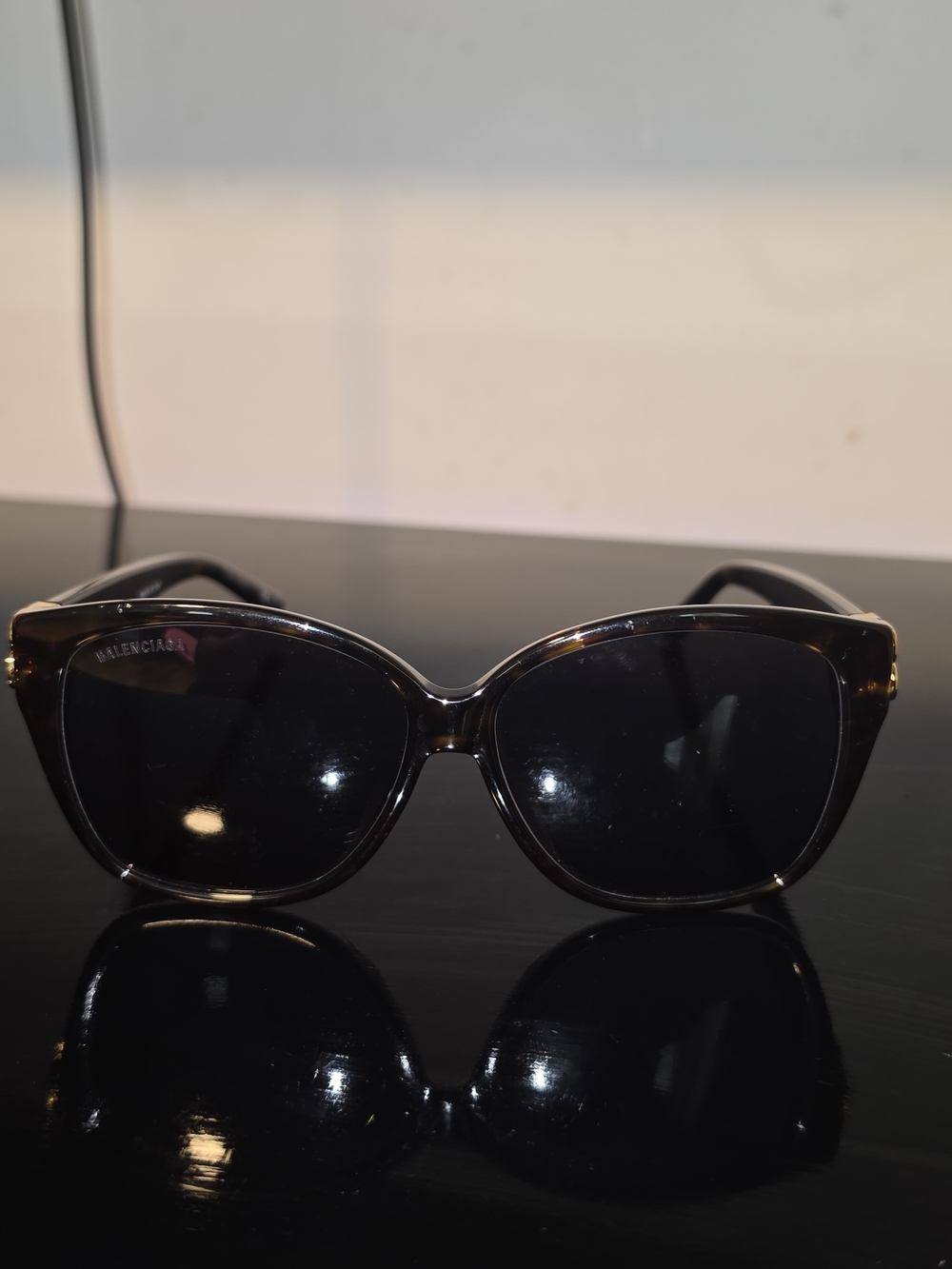 Balenciaga Black Tortoiseshell Cat-Eye Sunglasses